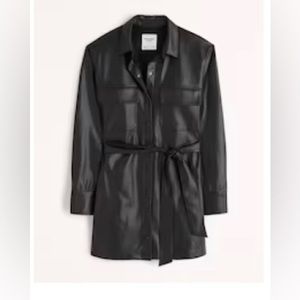 Abercrombie Vegan Leather Mini-Shirt Dress- Blk sz S